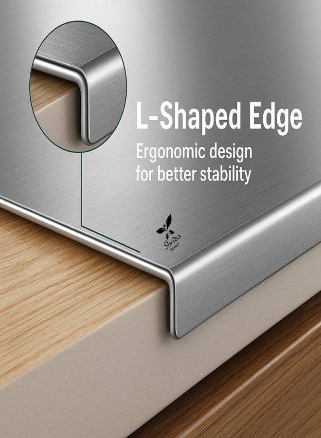 شريدا لوح تقطيع كبير من الفولاذ المقاوم للصدأ من شريدا، مقاس 31 × 41 سم، لوح تقطيع متين، مقاوم للصدأ وصحي، لوح معدني آمن غذائيًا لتقطيع اللحوم والخضراوات والفواكه، سهل التنظيف ومتين - Image 5